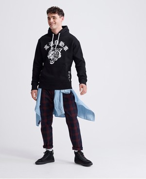 Superdry Urban Varsity Tokyo Férfi Kapucnis Pulóver Fekete | EXZFV1503